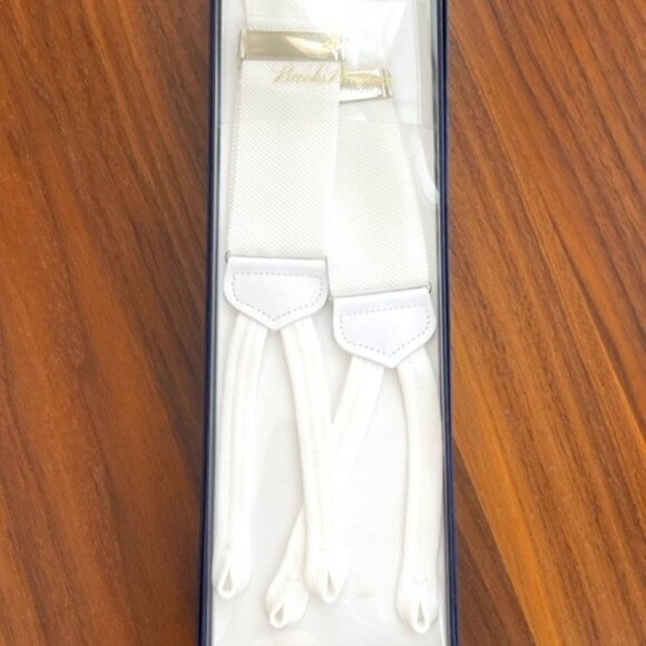 Brooks Brothers Suspender Braces Adjustable WHITE SILVER $138+ RETAIL - Picture 1 of 2